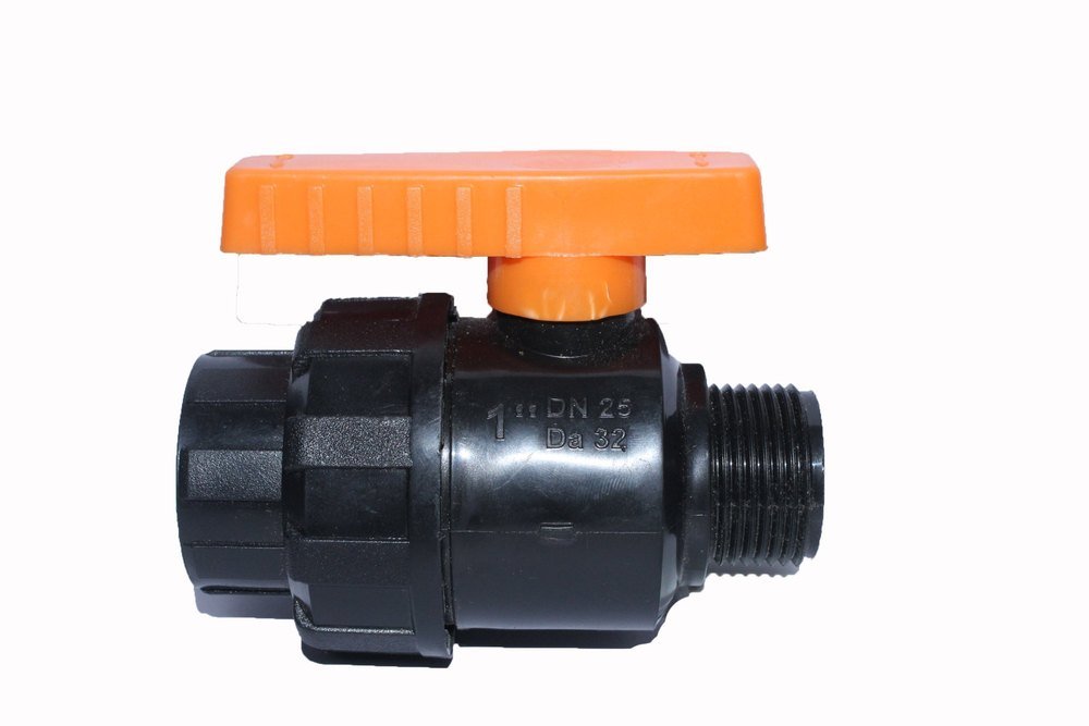 YUG Black And Orange Single Union Ball Valves, For Drip Irrigation, Size: 32mmX1