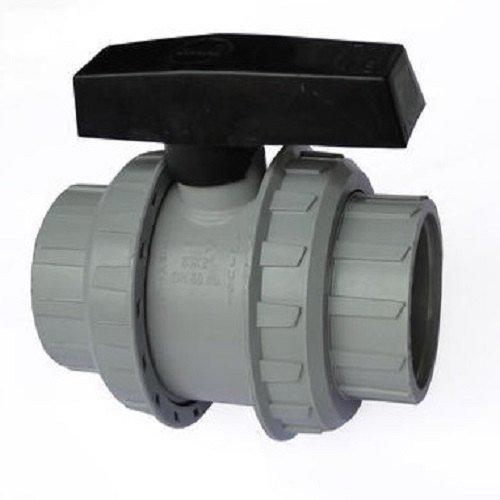 Gray & Black Waterline PP Union Ball Valve, For Agriculture, Pasted - Threaded