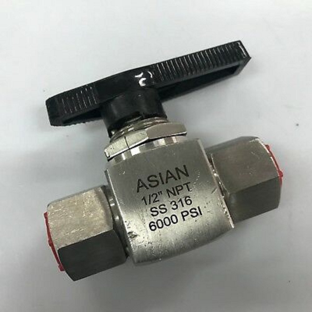 ASIAN SS316 High Pressure Panel Mountable Ball Valve 1/2 NPTF WP 6000 psi