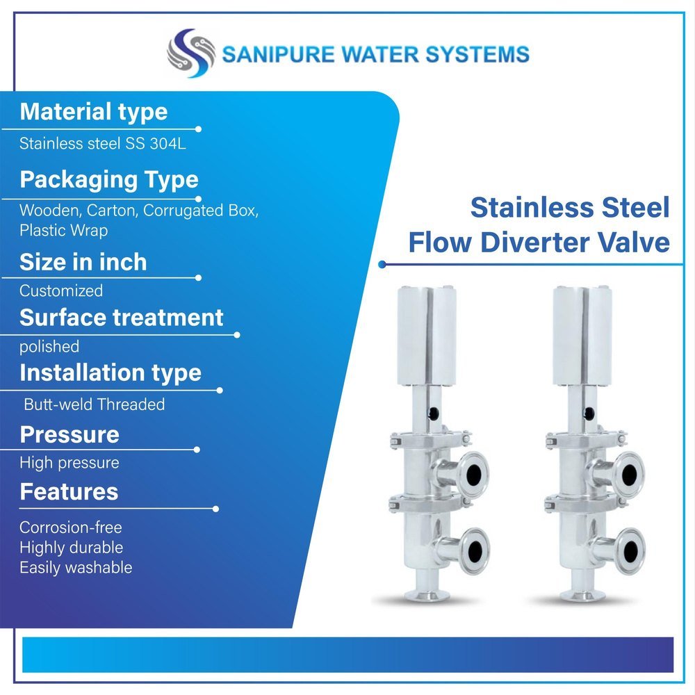 Stainless Steel Flow Diverter Valve, For Water, Size: 15 mm To 100 mm