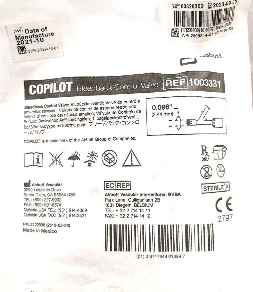 Aluminium Medium Pressure Abbott Copilot Bleedback Control Valve, For Hospital, Packaging Type: Poly Packing