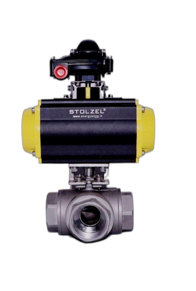 STOLZEL 3 Way Pneumatic Ball Valve, Size: 15 Nb - 300 Nb (1/2 - 12)