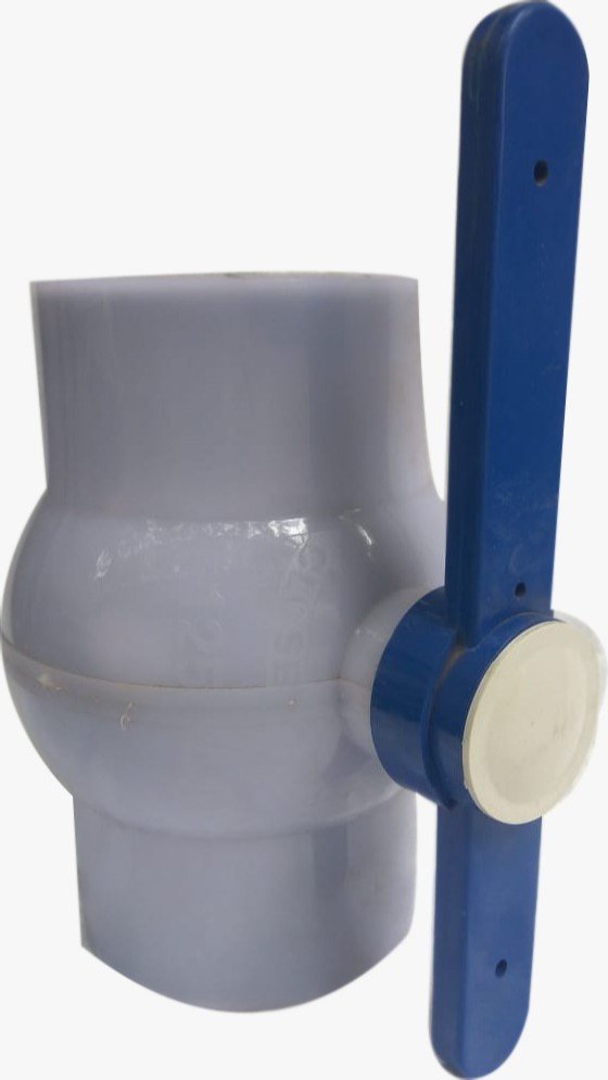 Raja White + Blue PVC Ball Valve, Valve Size: 5 Inch