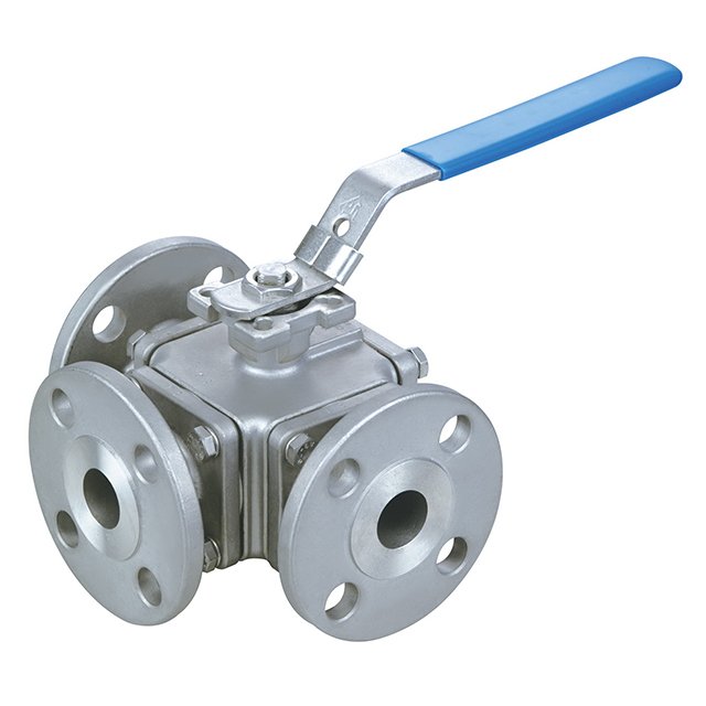 Stainless Steel, Brass Flanged End 3 Way Ball Valves, For Industrial