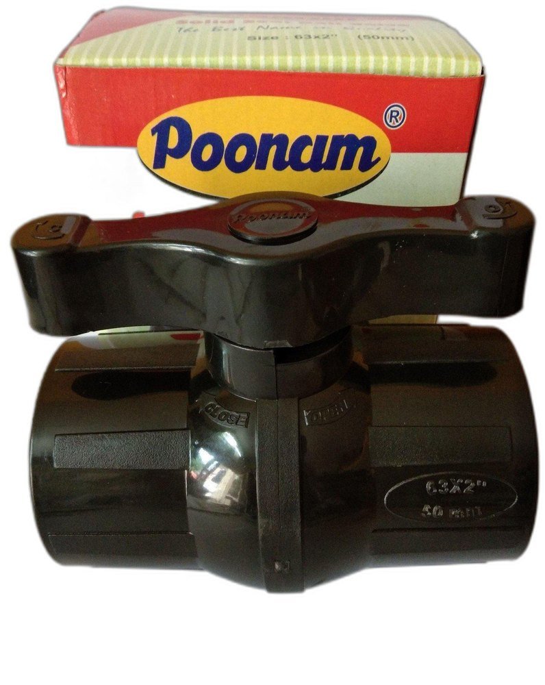 Poonam Black Plastic Solid Ball Valve, Size: 2