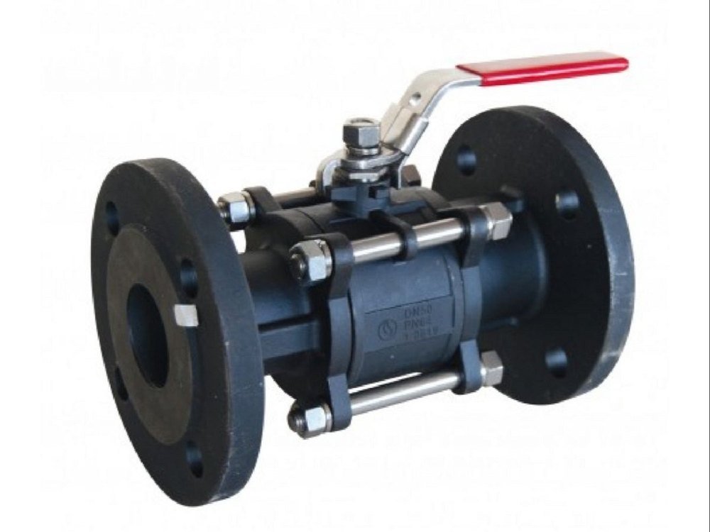 Cast Steel Three Piece Design Ball Valve ASA 150 Class Flange Type, Size: 15 mm To 200 mm