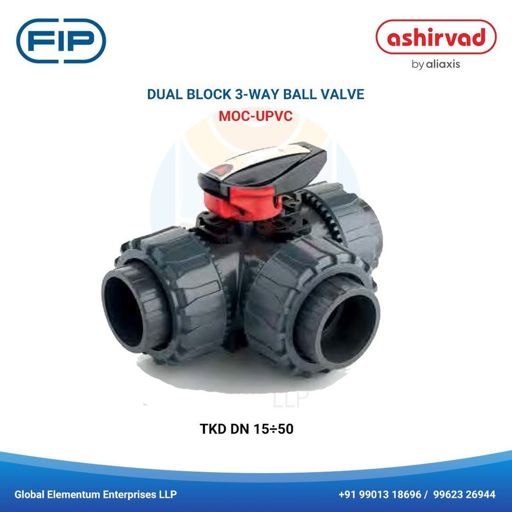 Grey Upvc 3-way True Union ball valve (SIZE 1/2