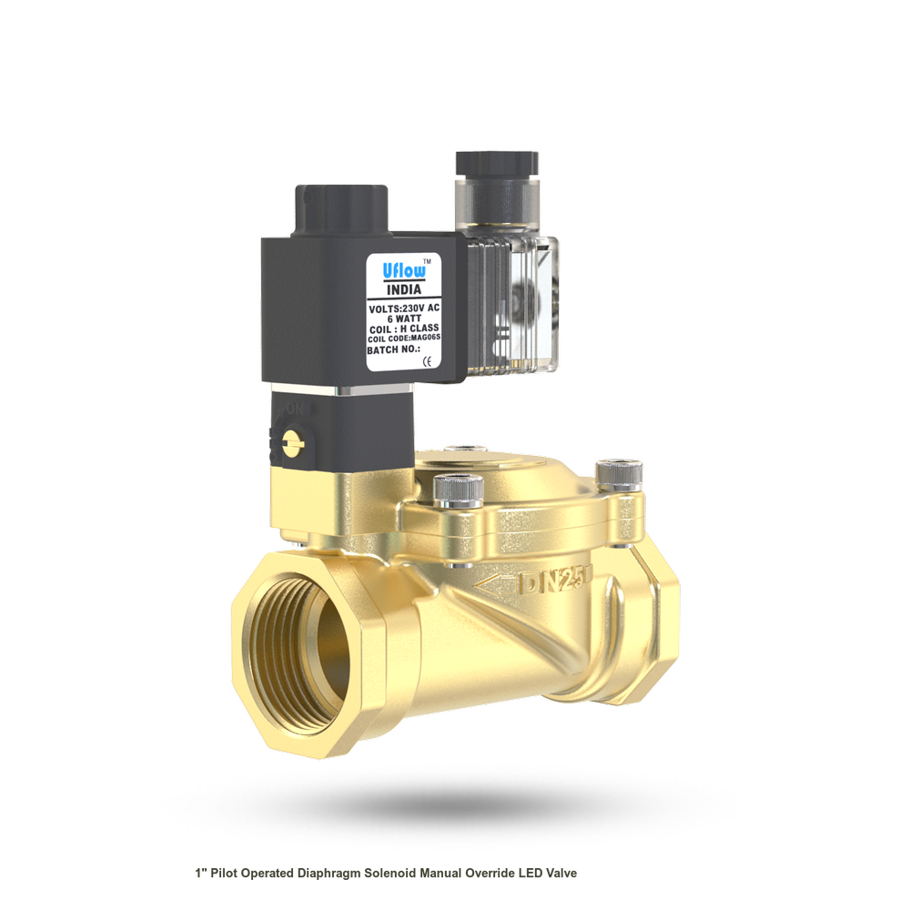 1 Pilot Operated Diaphragm Solenoid Manual Override LED Valve, Model Name/Number: PBN460M-LED