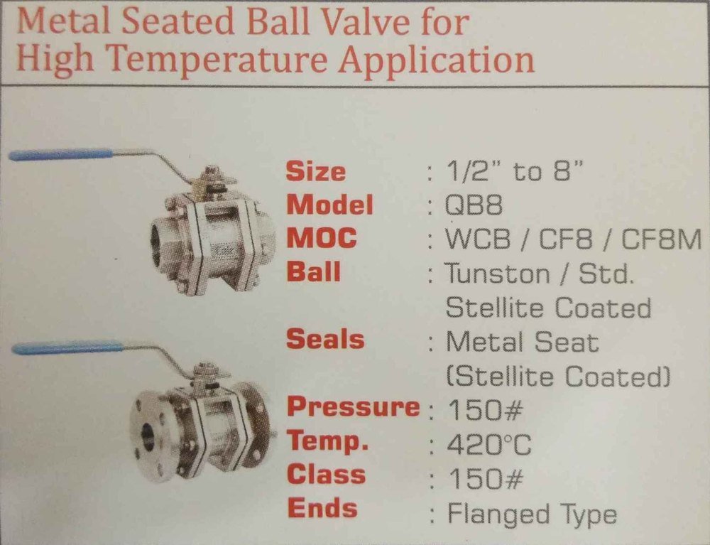 Metal Seated Ball Valve For High Temperature Application