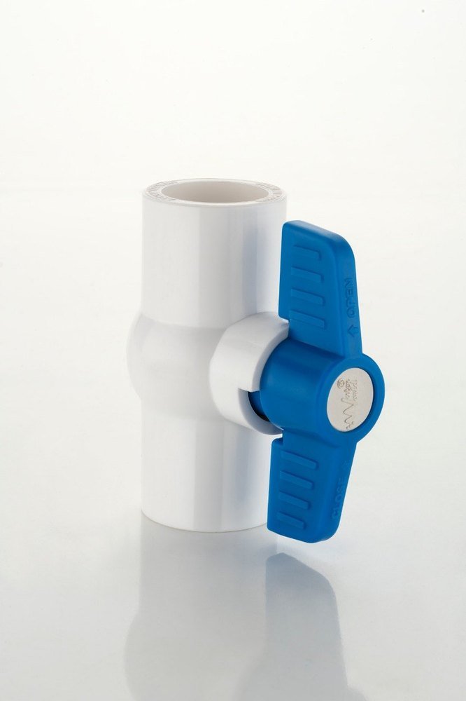 White and Blue Short Handle Plain Design UPVC Ball Valve, Size: 1/2 Inch