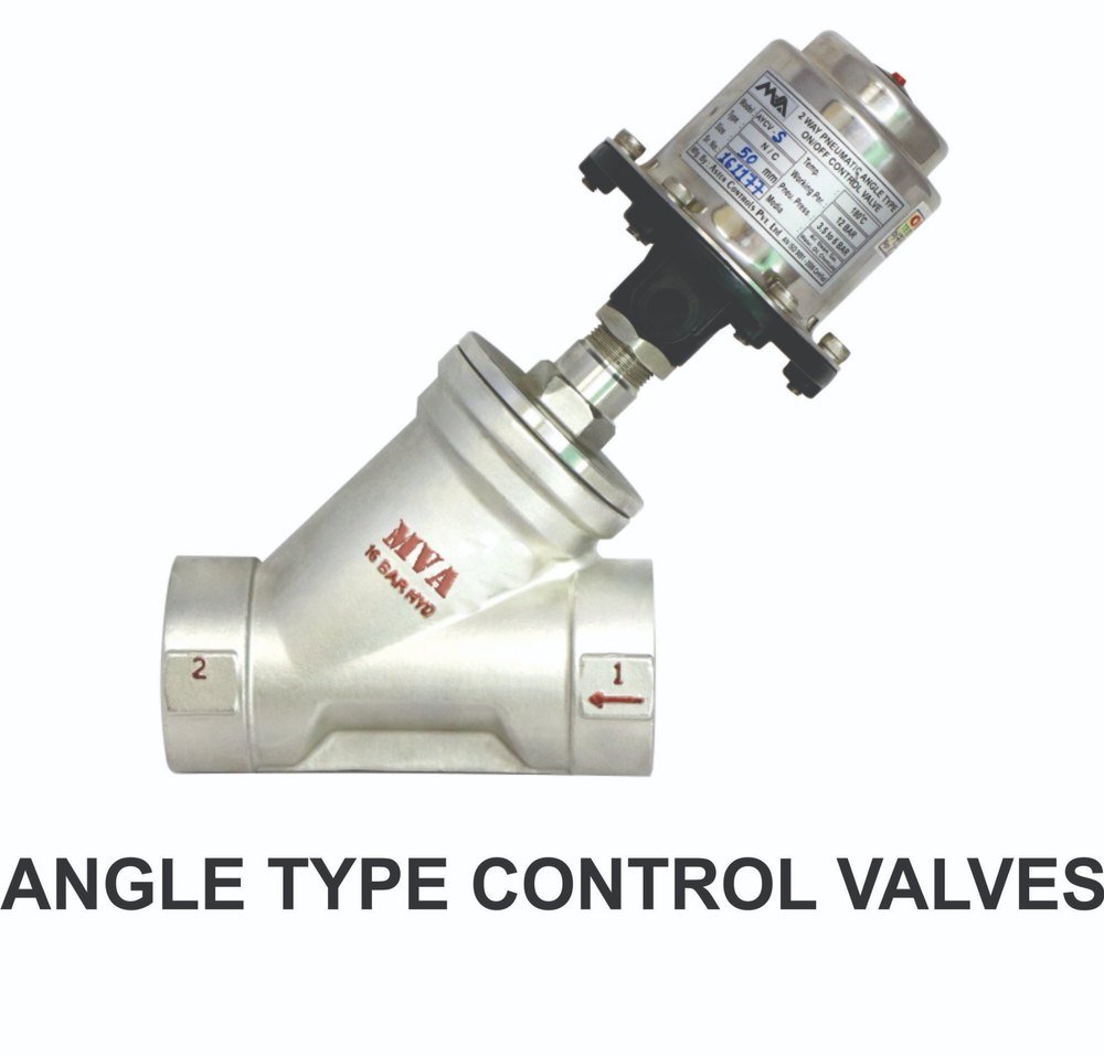 MVA Stainless Steel Pneumatic Y Angle Control Valve, For Water, Size: 15mm