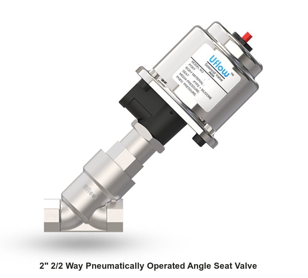 Uflow Direction 2 2/2 Way Pneumatically Operated Angle Seat Valve, YCP