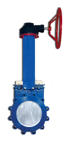 Silver & Blue Gear Operated Knife Gate Valve, For Industrial, Size: 2 To 24