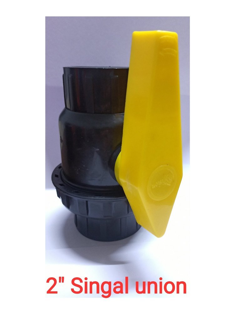 Vision Agritech Black And Yellow Single Union Pvc Ball Valves, For Water, Size: 2inch