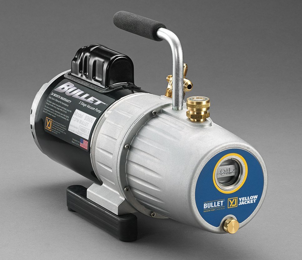 Single Bullet Vacuum Pump 2 Stage (3 , 5, 7 Cfm) By Yellow Jacket Usa, 230V, 1425 Rpm