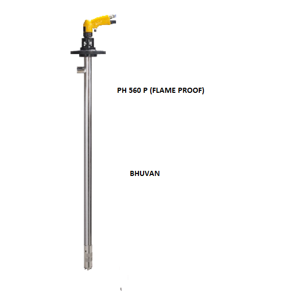 BHUVAN 30 Ft Air Operated SS316 Barrel Pump PH 560 P (Flame Proof) Pneumatic, 100 Lit/Min